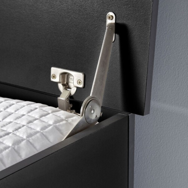 Kotak Penyimpanan Ottoman Home Source Malmo – Kotak Mainan dan Selimut, Hitam, Tutup Engsel Aman, Kemasan Datar